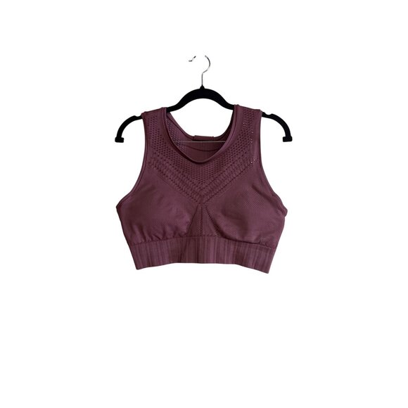 Athleta Trophy Burgundy Seamless Medium-Impact Sports Bra Large Breathable Mesh - Picture 2 of 8